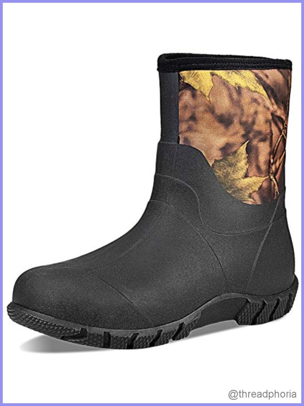 Wide Width Rubber Neoprene Waterproof Mid Calf Rain Boots Pull-On